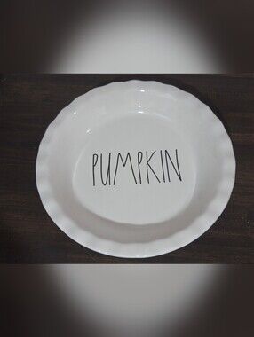 Rae Dunn White Ceramic 'PUMPKIN' Pie Plate